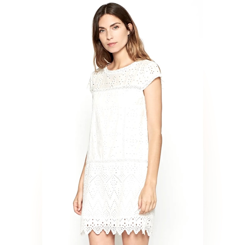 Joie Delayna Eyelet Dress in Porcelain. Size XS